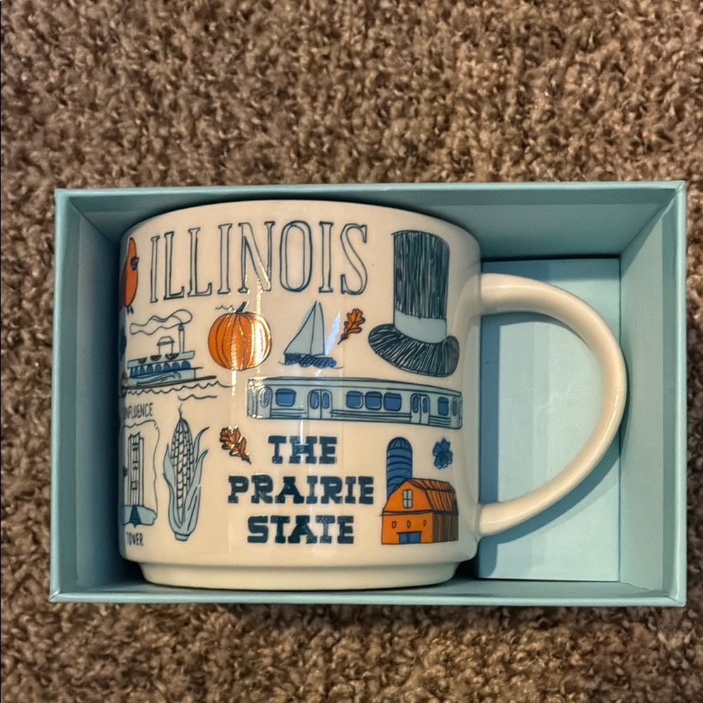 Starbucks White and Blue Illinois Mug Dining Collection